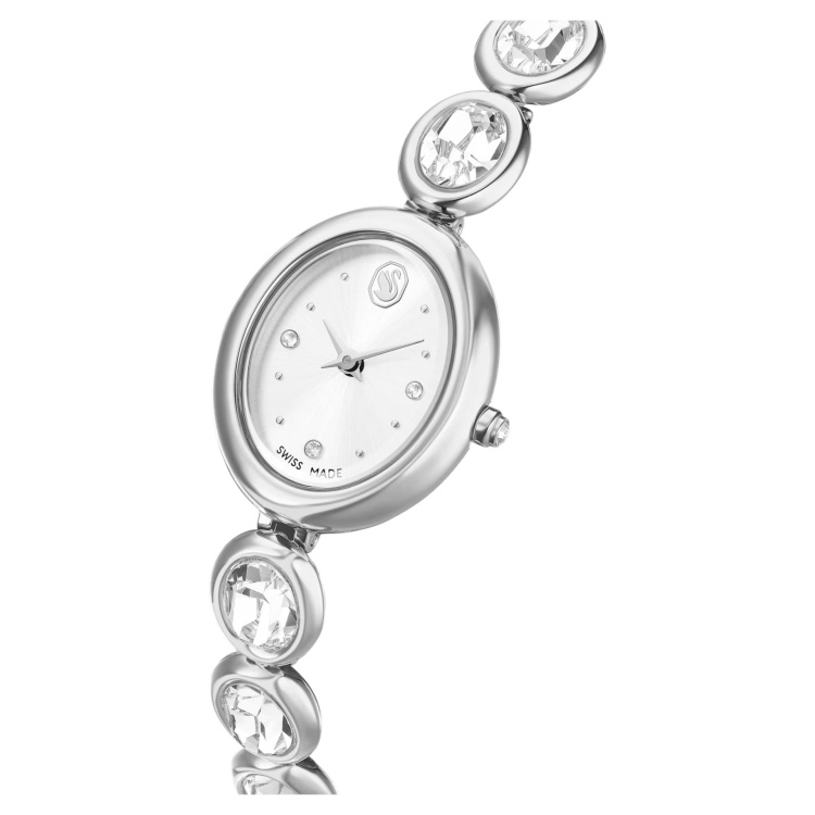 Imber oval watch Swiss Made, Metal bracelet, Silver tone, Stainless steel